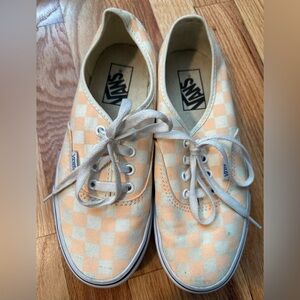 Vans checkered sneakers. Light Orange and white. Women’s size 7.5